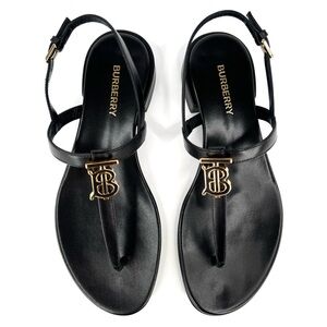 BURBERRY Emily TB Logo Slingback Thong Monogram Leather Sandal EU 36 - US 6